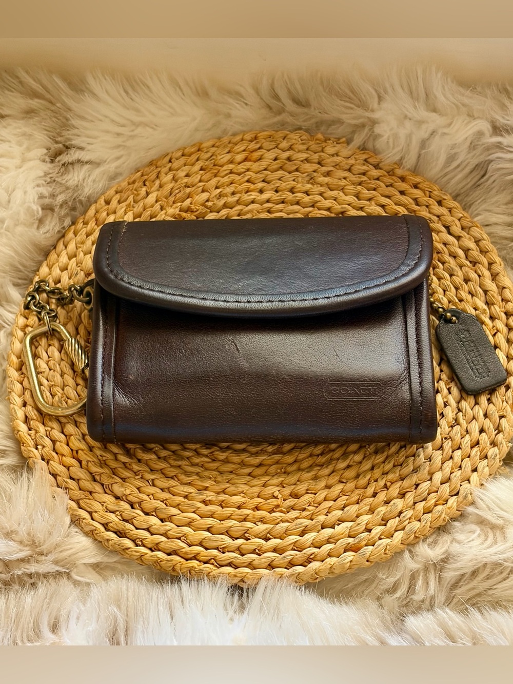 Vintage Coach Multifunction Wallet Mahogany Brown Leather